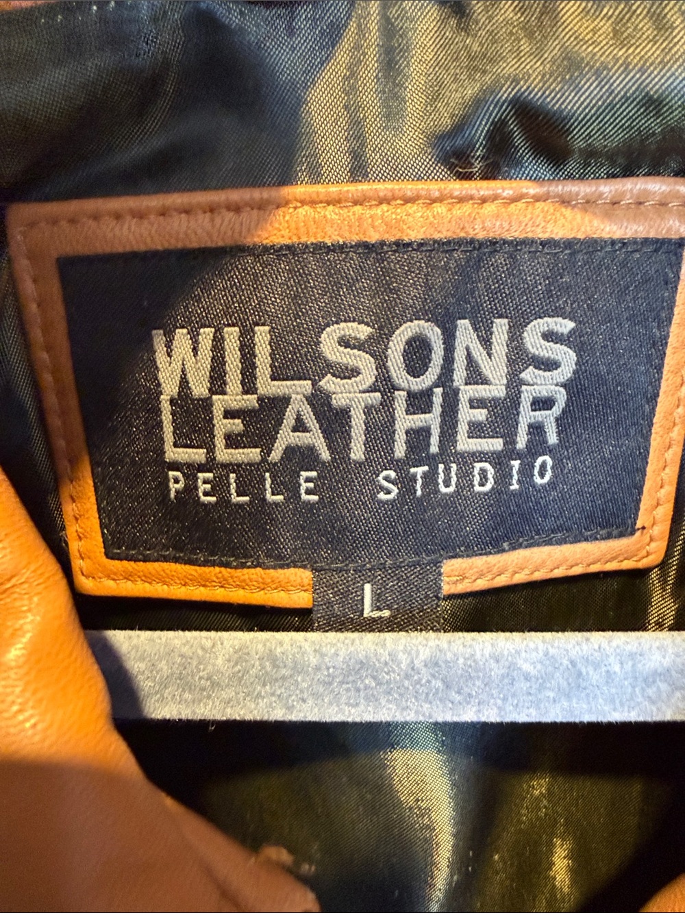 Wilsons Leather Pelle Studio Men's Cognac Leather Zip-Up Jacket Large - Picture 2 of 9